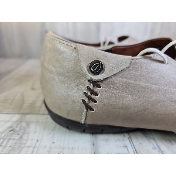 Sergio Tomani Tuka Leather Lace-Up Flats Tan Beige Shoes Size US Women’s 8.5 - Picture 5 of 11